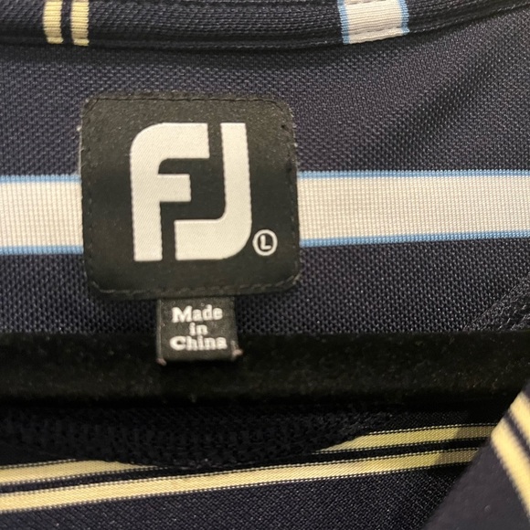 FootJoy Blue and White Striped Polo Shirt - Picture 3 of 5